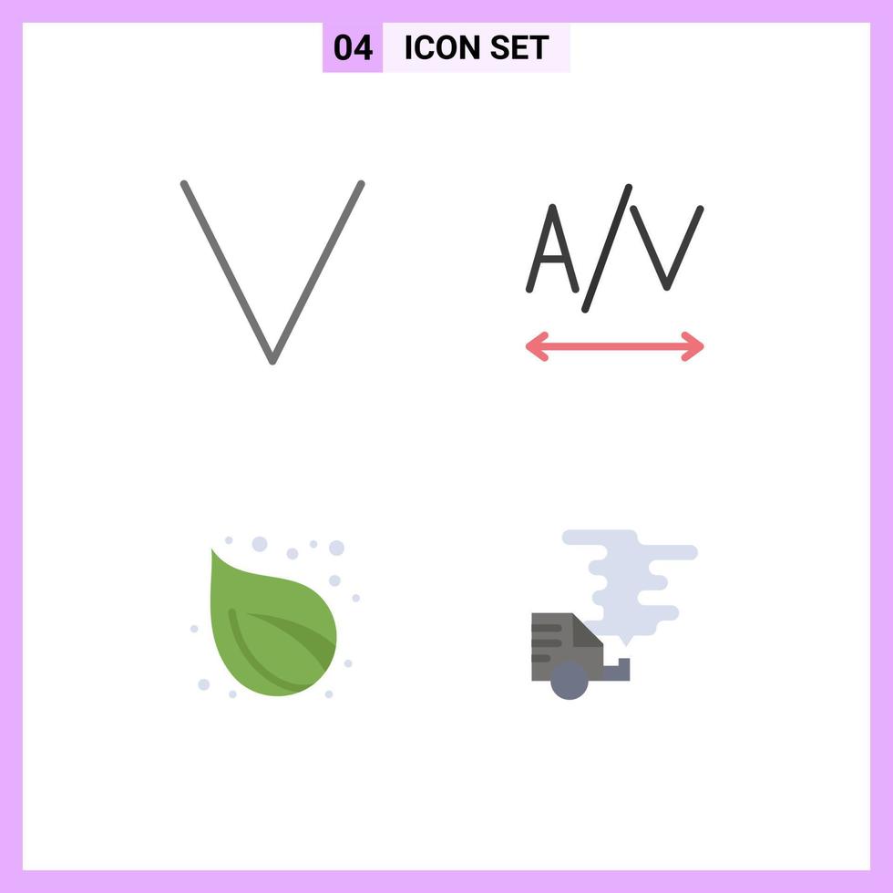 Pack of 4 creative Flat Icons of arrow automobile text leaf emission Editable Vector Design Elements