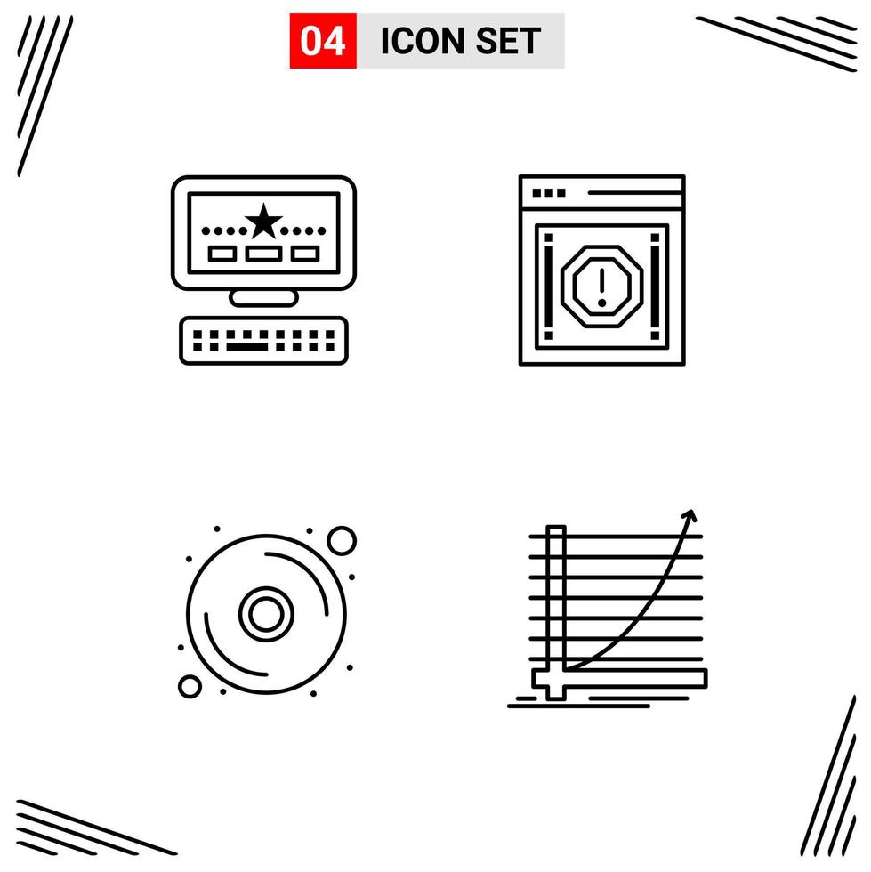 4 Icons Line Style Grid Based Creative Outline Symbols for Website Design Simple Line Icon Signs Isolated on White Background 4 Icon Set Creative Black Icon vector background