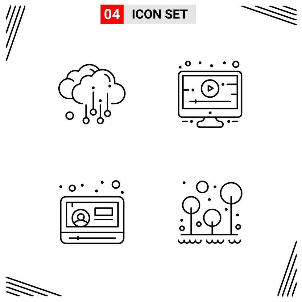 4 Icons Line Style Grid Based Creative Outline Symbols for Website Design Simple Line Icon Signs Isolated on White Background 4 Icon Set Creative Black Icon vector background