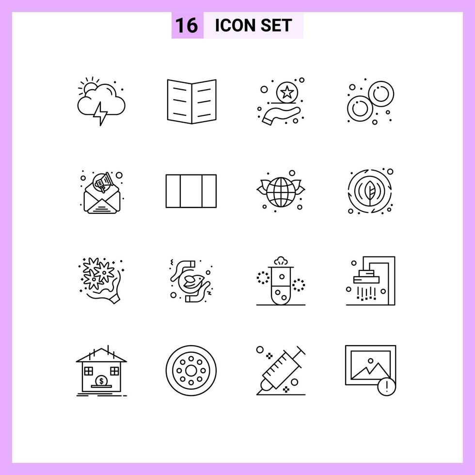 16 User Interface Outline Pack of modern Signs and Symbols of maximize email marketing rating digital marketing mitosis Editable Vector Design Elements