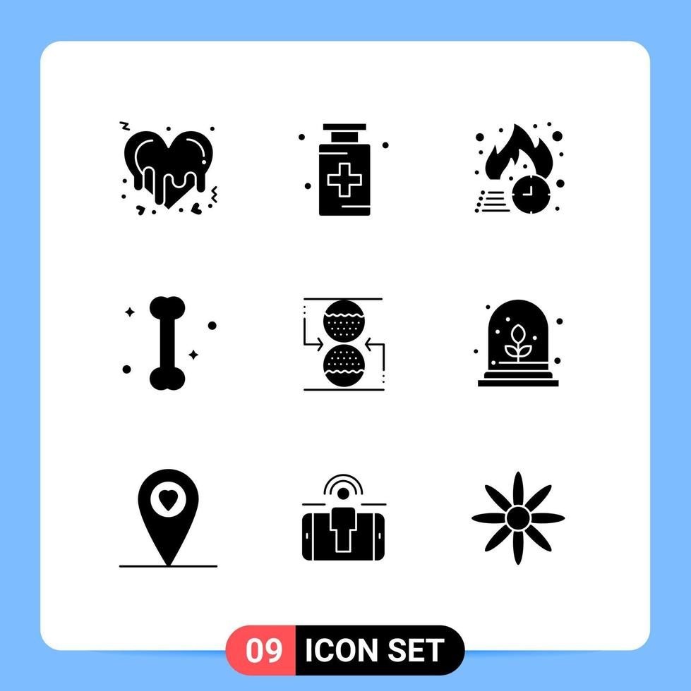 Modern Set of 9 Solid Glyphs and symbols such as concentration bone medicine medical hot Editable Vector Design Elements