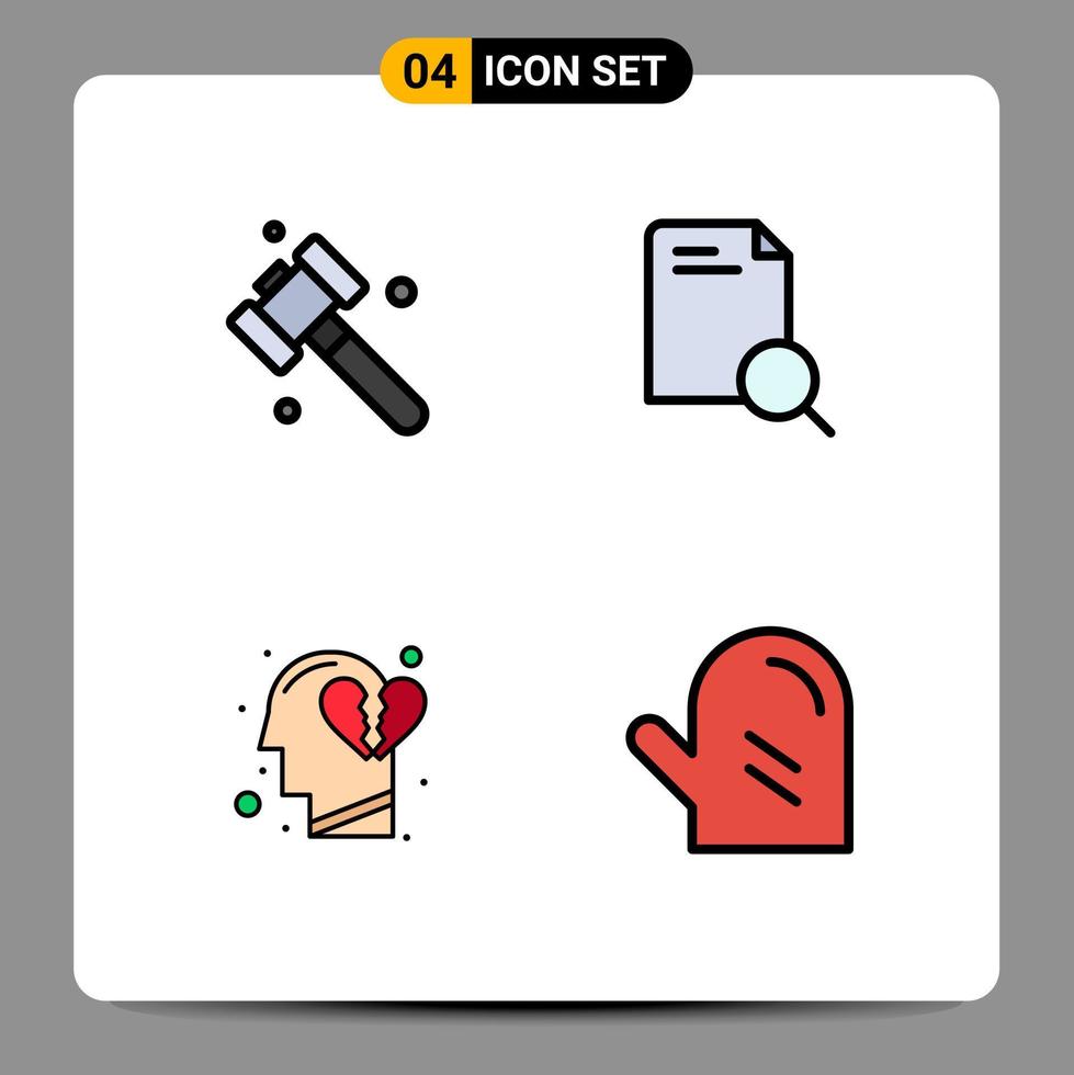 Set of 4 Modern UI Icons Symbols Signs for construction head search document drink Editable Vector Design Elements