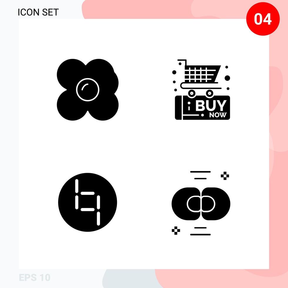 Vector Pack of 4 Icons in Solid Style Creative Glyph Pack isolated on White Background for Web and Mobile Creative Black Icon vector background