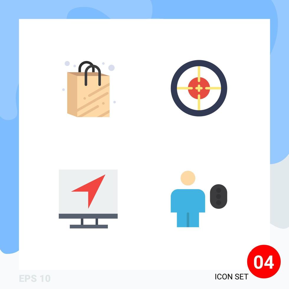 4 Creative Icons Modern Signs and Symbols of bag computer army soldier message Editable Vector Design Elements