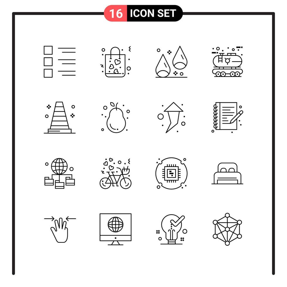 Set of 16 Line Style Icons for web and mobile Outline Symbols for print Line Icon Signs Isolated on White Background 16 Icon Set Creative Black Icon vector background