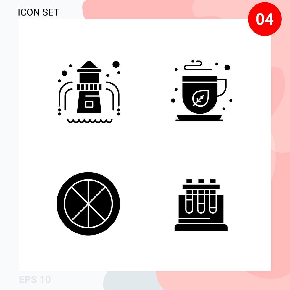 Vector Pack of 4 Icons in Solid Style Creative Glyph Pack isolated on White Background for Web and Mobile Creative Black Icon vector background