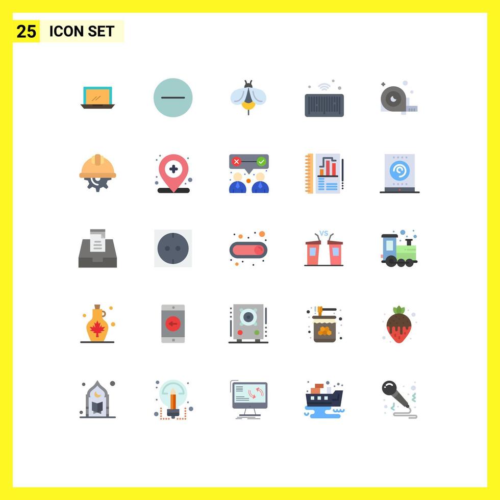 Group of 25 Modern Flat Colors Set for angle things bee iot barcode Editable Vector Design Elements