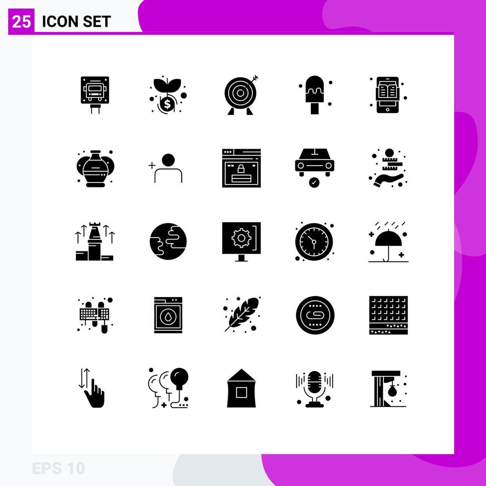 Pack of 25 creative Solid Glyphs of learning learning apps business education apps ice Editable Vector Design Elements