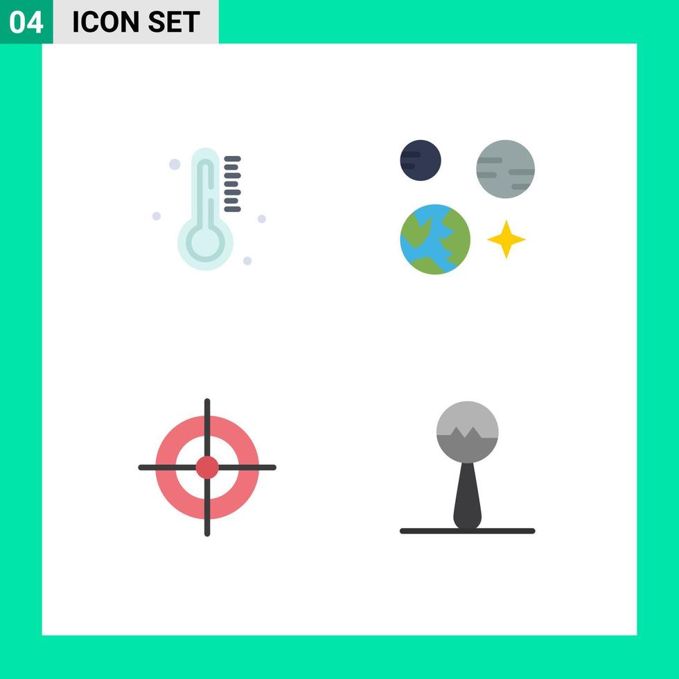 4 paquete de iconos planos de interfaz de usuario de signos y símbolos modernos de elementos de diseño vectorial editables de instrumento de ciencia de lluvia de interfaz caliente vector