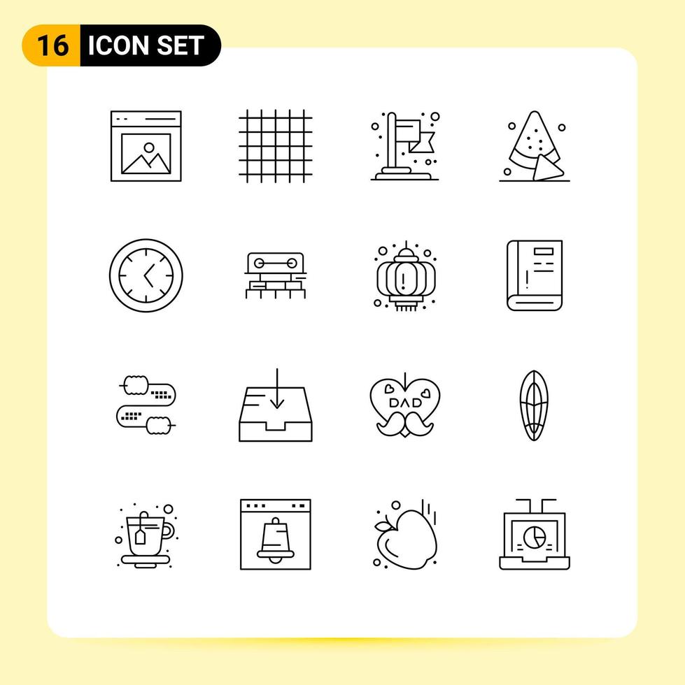 User Interface Pack of 16 Basic Outlines of level tools streamline drink watermelon Editable Vector Design Elements