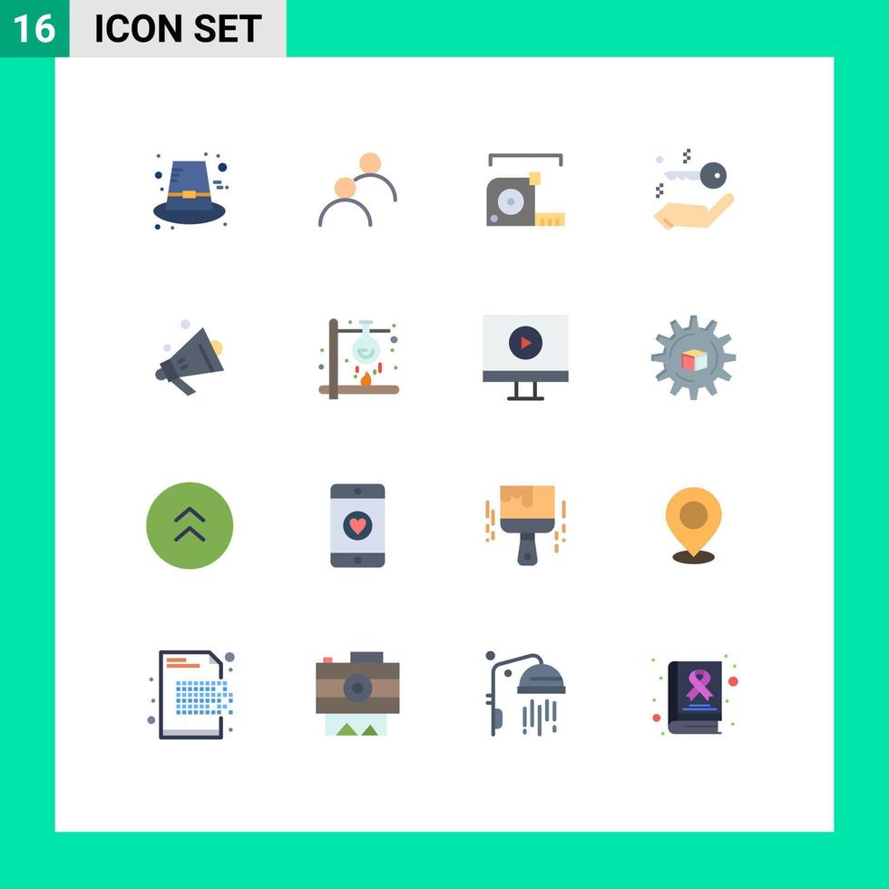 16 Flat Color concept for Websites Mobile and Apps ecommerce real estate measure key ruler Editable Pack of Creative Vector Design Elements