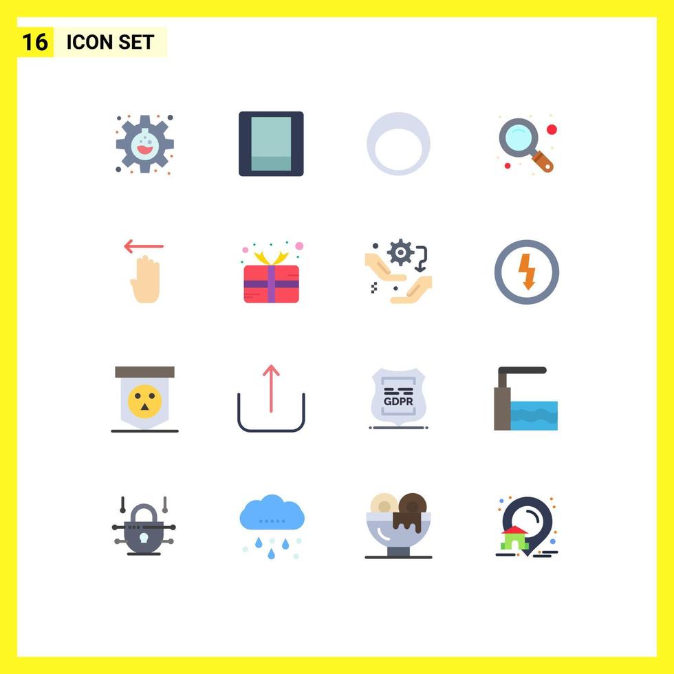 Pack of 16 creative Flat Colors of left four bracelet finger search Editable Pack of Creative Vector Design Elements