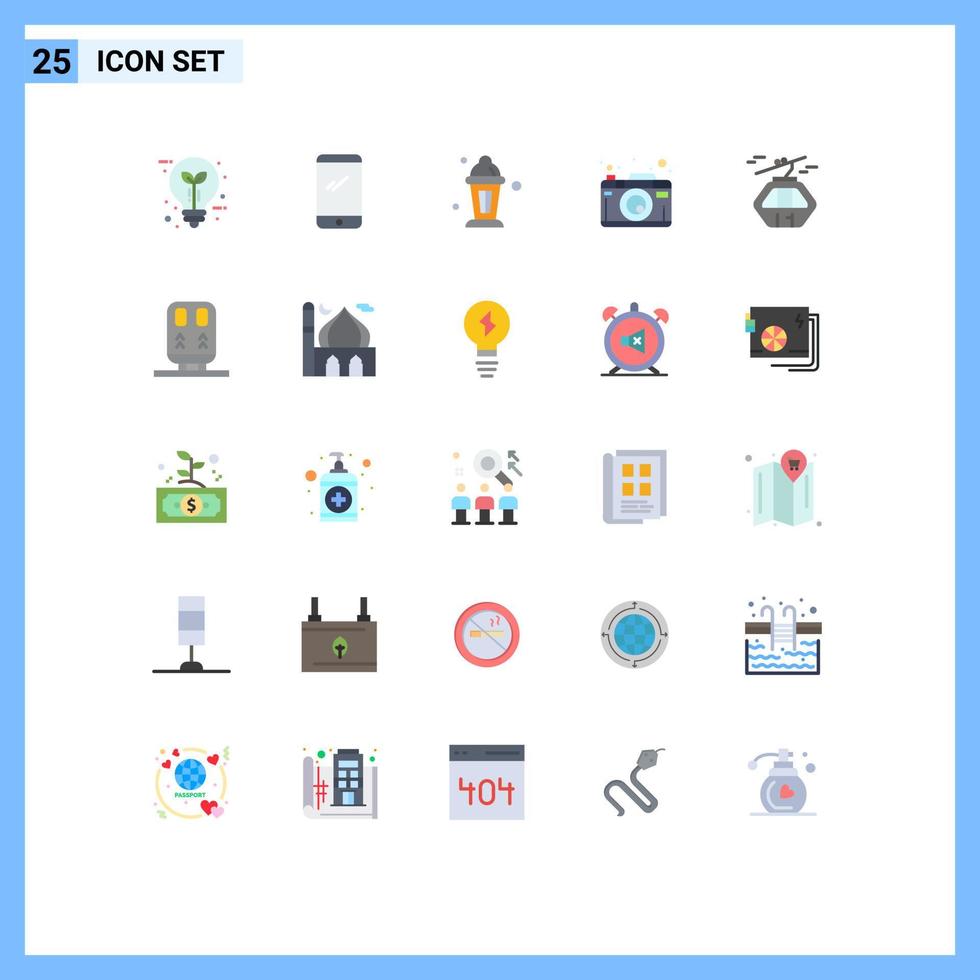 25 concepto de color plano para sitios web móviles y aplicaciones fotografía foto lámpara de cámara android elementos de diseño vectorial editables vector
