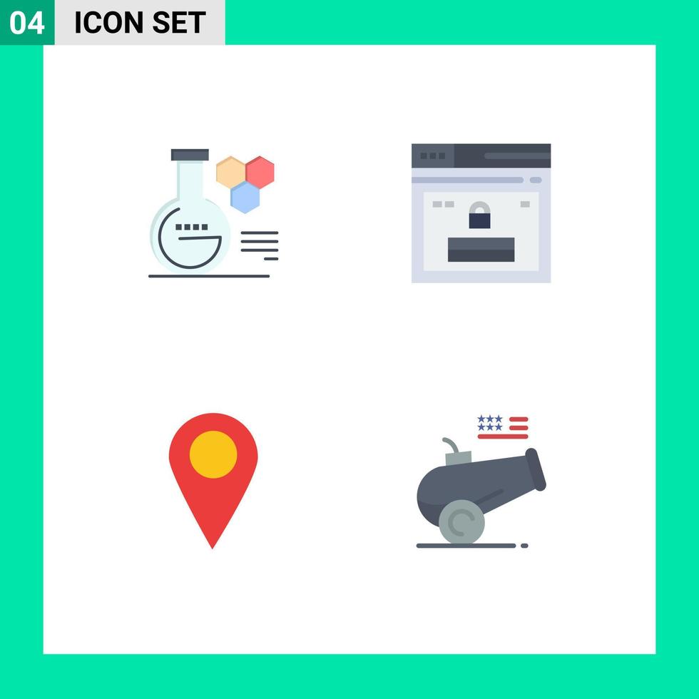 4 Flat Icon concept for Websites Mobile and Apps chemistry map education web school Editable Vector Design Elements