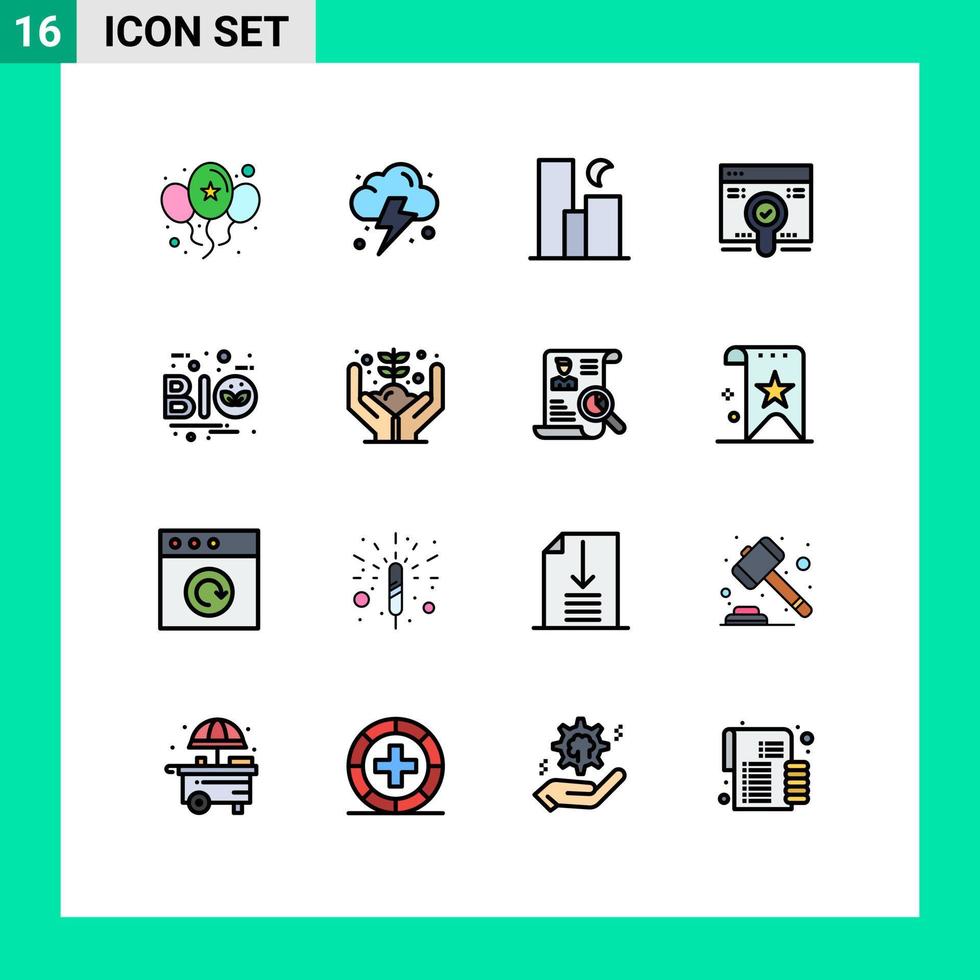 Set of 16 Modern UI Icons Symbols Signs for eco pack landscape find web Editable Creative Vector Design Elements