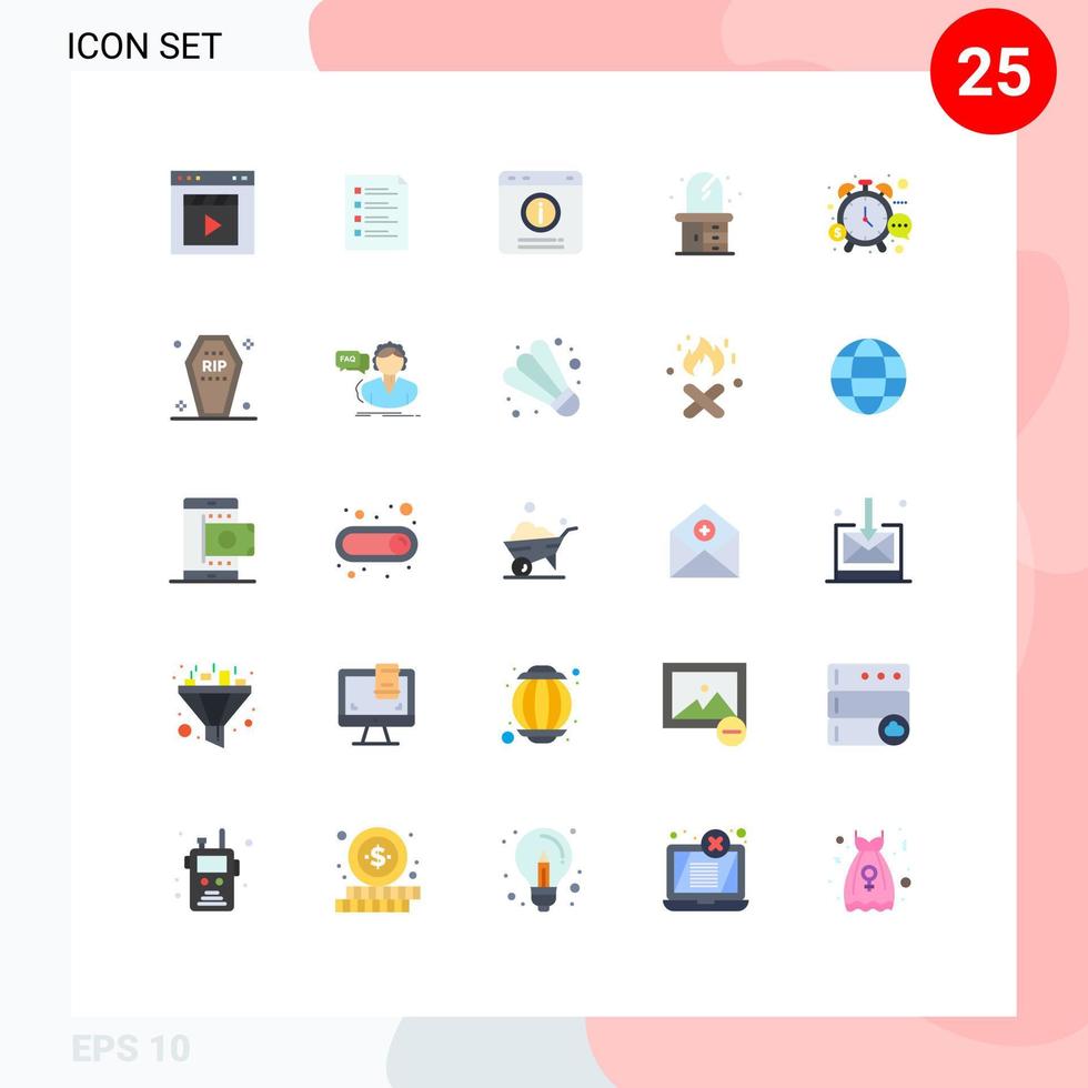 Group of 25 Flat Colors Signs and Symbols for home help list chat alert bubble Editable Vector Design Elements