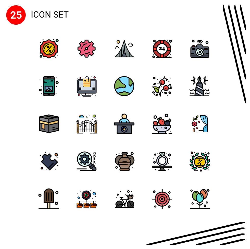 25 Creative Icons Modern Signs and Symbols of internet camera estate help desk lifesaver Editable Vector Design Elements