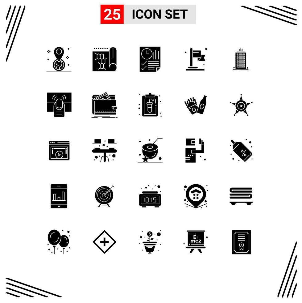 Set of 25 Modern UI Icons Symbols Signs for office goal data business time Editable Vector Design Elements