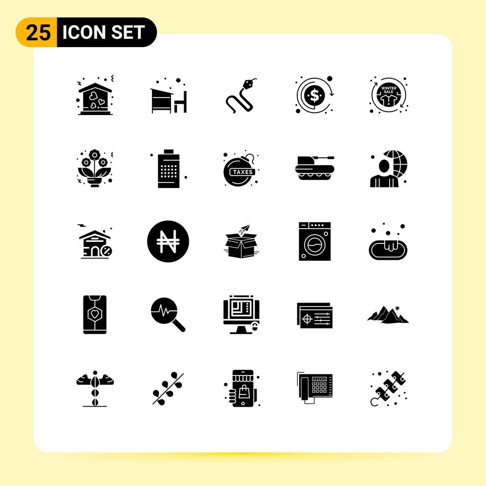 Modern Set of 25 Solid Glyphs and symbols such as clothes profit school investment king Editable Vector Design Elements