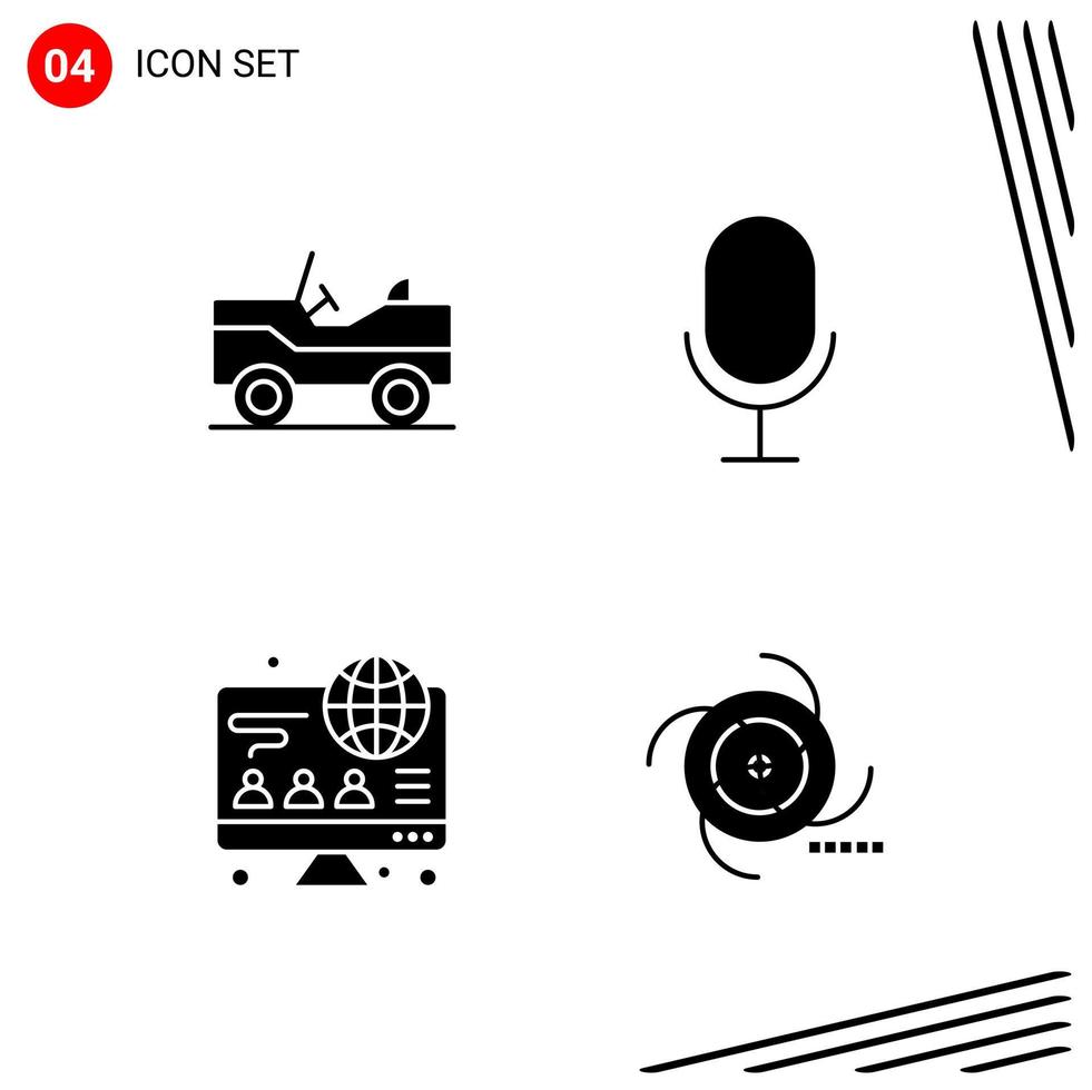 Collection of 4 Vector Icons in solid style Pixle Perfect Glyph Symbols for Web and Mobile Solid Icon Signs on White Background 4 Icons Creative Black Icon vector background