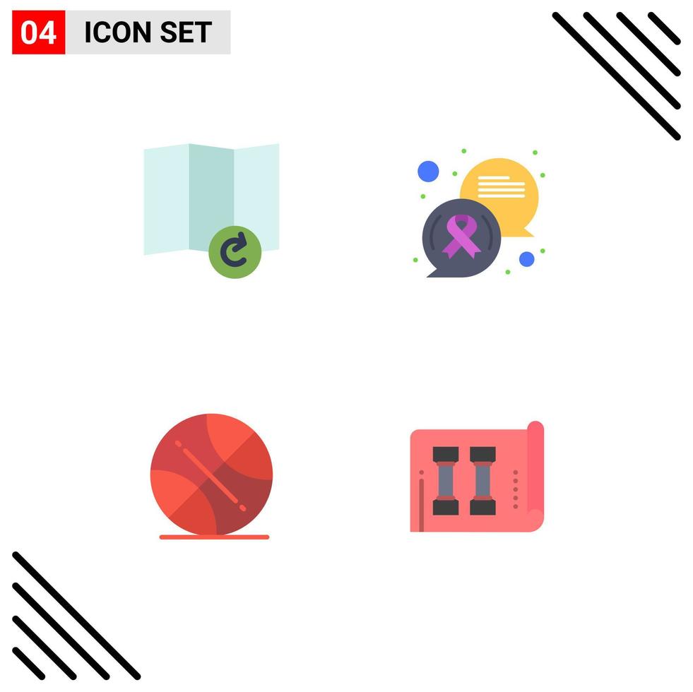 Group of 4 Modern Flat Icons Set for map usa communication backetball fitness Editable Vector Design Elements