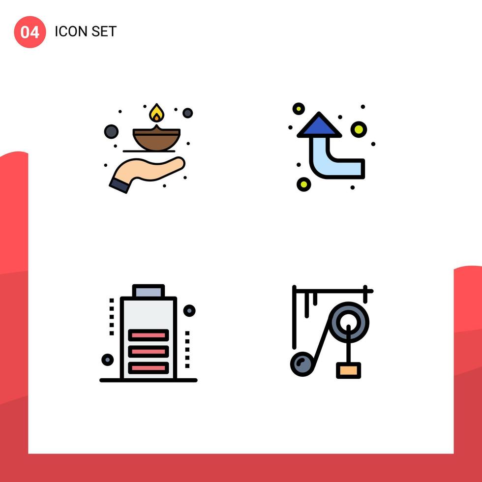 Universal Icon Symbols Group of 4 Modern Filledline Flat Colors of care charge lamp reload device Editable Vector Design Elements