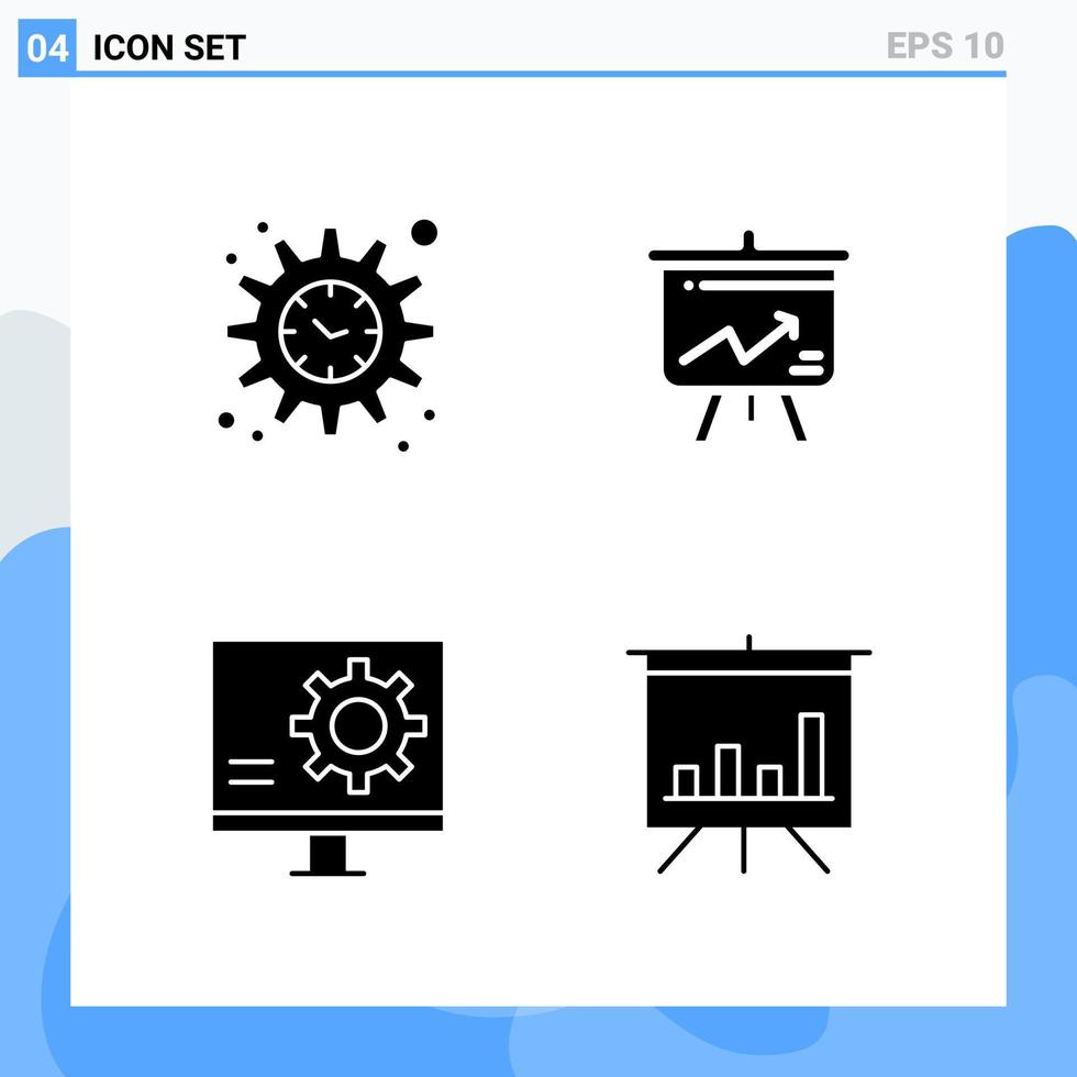 Modern 4 solid style icons Glyph Symbols for general use Creative Solid Icon Sign Isolated on White Background 4 Icons Pack Creative Black Icon vector background