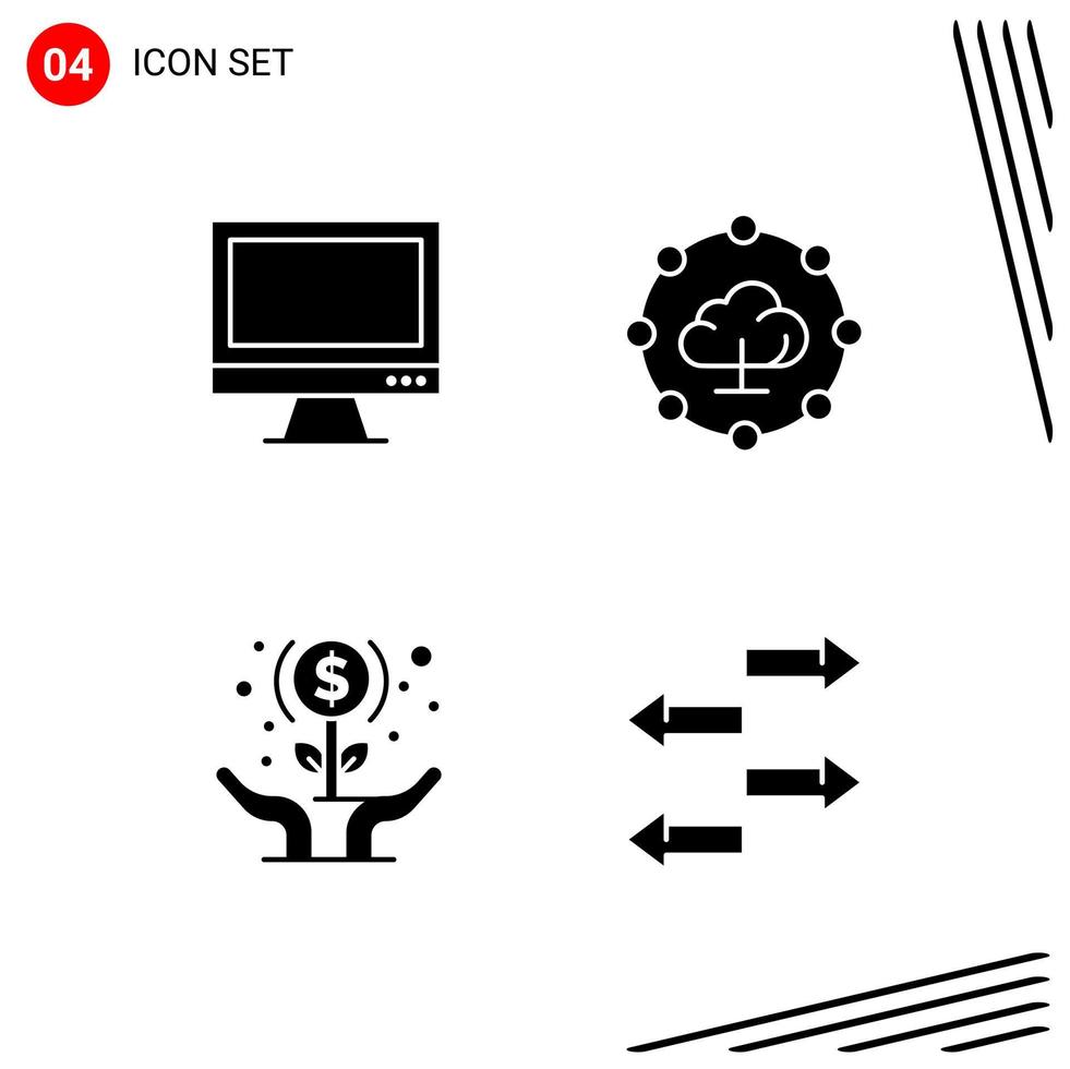Collection of 4 Vector Icons in solid style Pixle Perfect Glyph Symbols for Web and Mobile Solid Icon Signs on White Background 4 Icons Creative Black Icon vector background