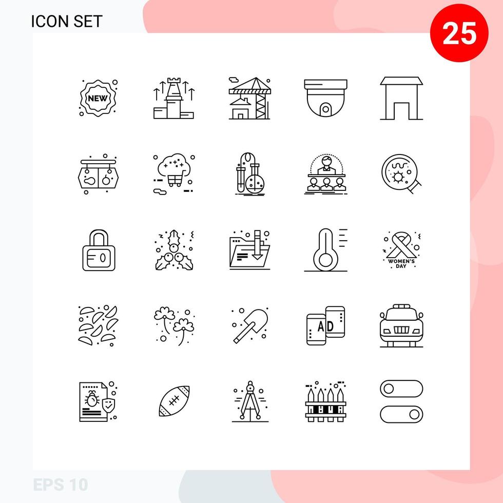 Set of 25 Modern UI Icons Symbols Signs for building security arrow roof building Editable Vector Design Elements