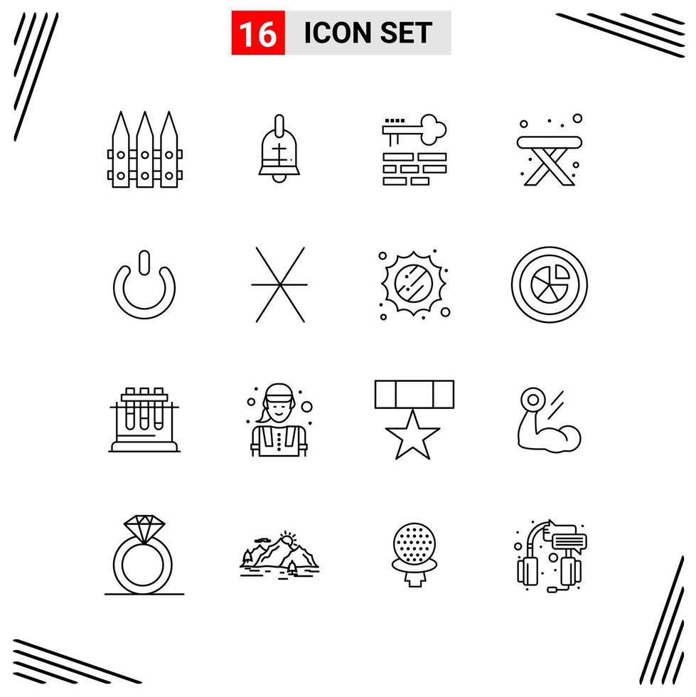 16 Icons Line Style Grid Based Creative Outline Symbols for Website Design Simple Line Icon Signs Isolated on White Background 16 Icon Set Creative Black Icon vector background