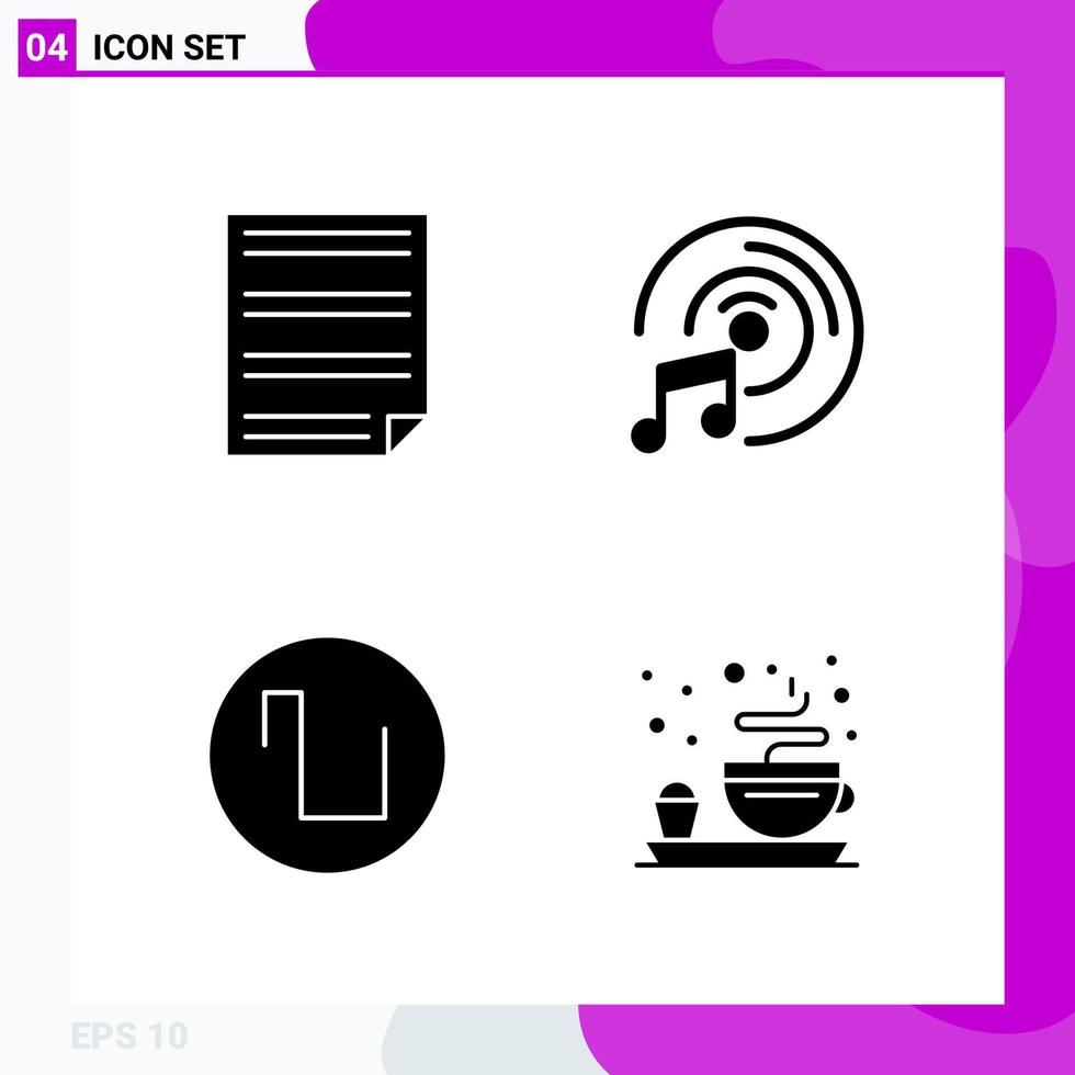 Solid Icon set Pack of 4 Glyph Icons isolated on White Background for Web Print and Mobile Creative Black Icon vector background