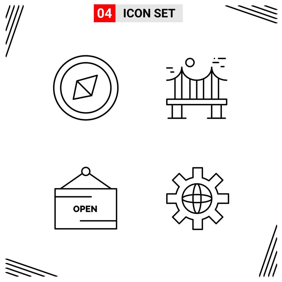 4 Icons Line Style Grid Based Creative Outline Symbols for Website Design Simple Line Icon Signs Isolated on White Background 4 Icon Set Creative Black Icon vector background
