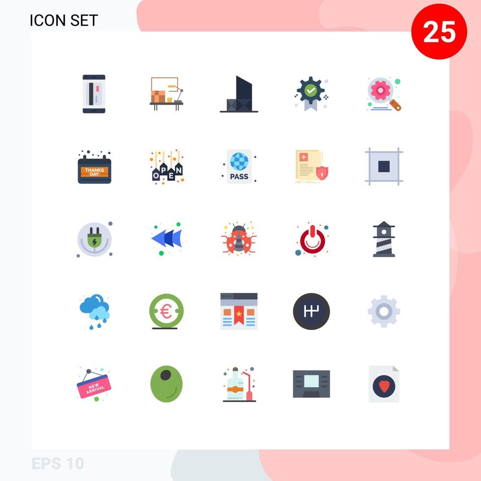 Universal Icon Symbols Group of 25 Modern Flat Colors of medal badge table award rescue Editable Vector Design Elements