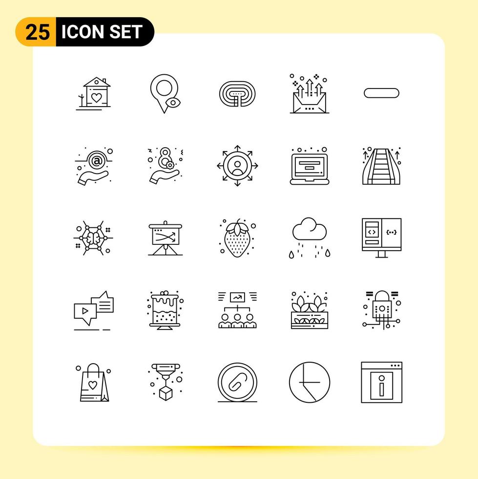 paquete de iconos de vector de stock de 25 signos y símbolos de línea para elementos de diseño de vector editables de pista de flecha de puntero de comunicación de carta