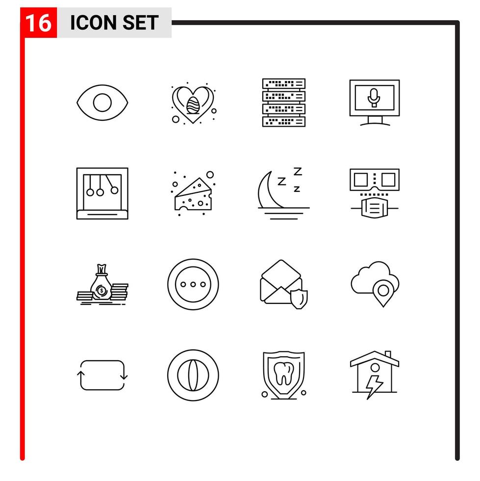 16 Outline concept for Websites Mobile and Apps food newton rack mount cradle microphone Editable Vector Design Elements