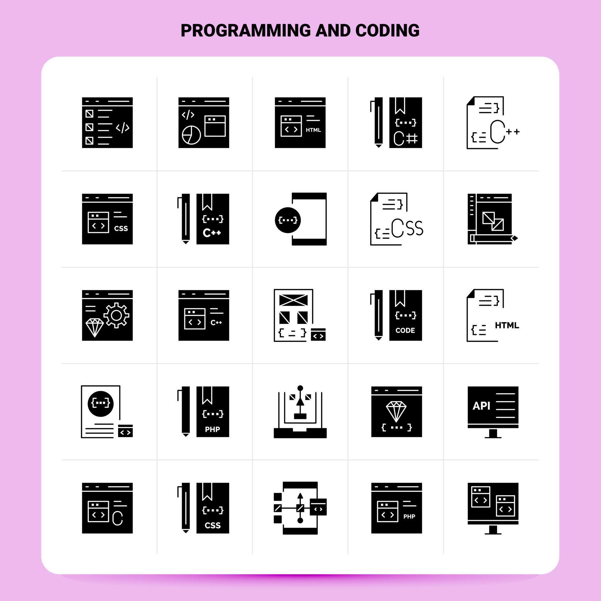 Solid 25 Programming And Coding Icon set Vector Glyph Style Design ...
