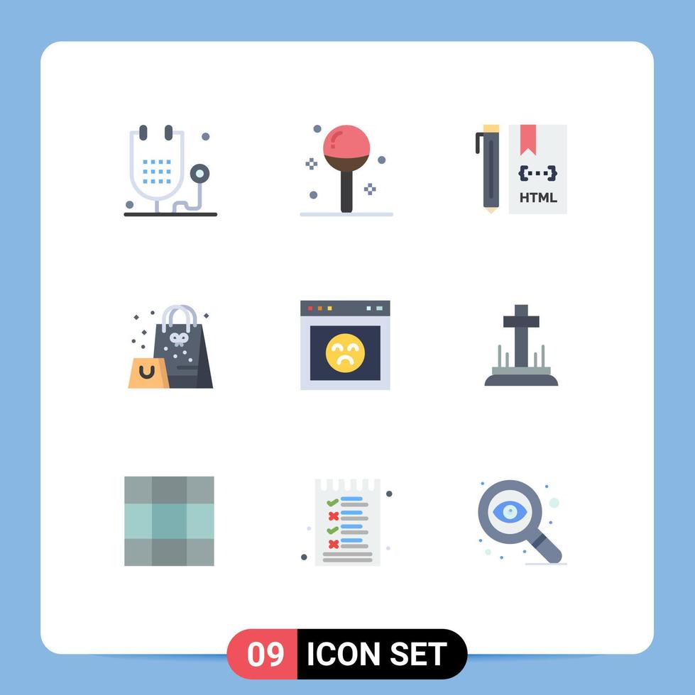 Stock Vector Icon Pack of 9 Line Signs and Symbols for present bag lollipop html develop Editable Vector Design Elements