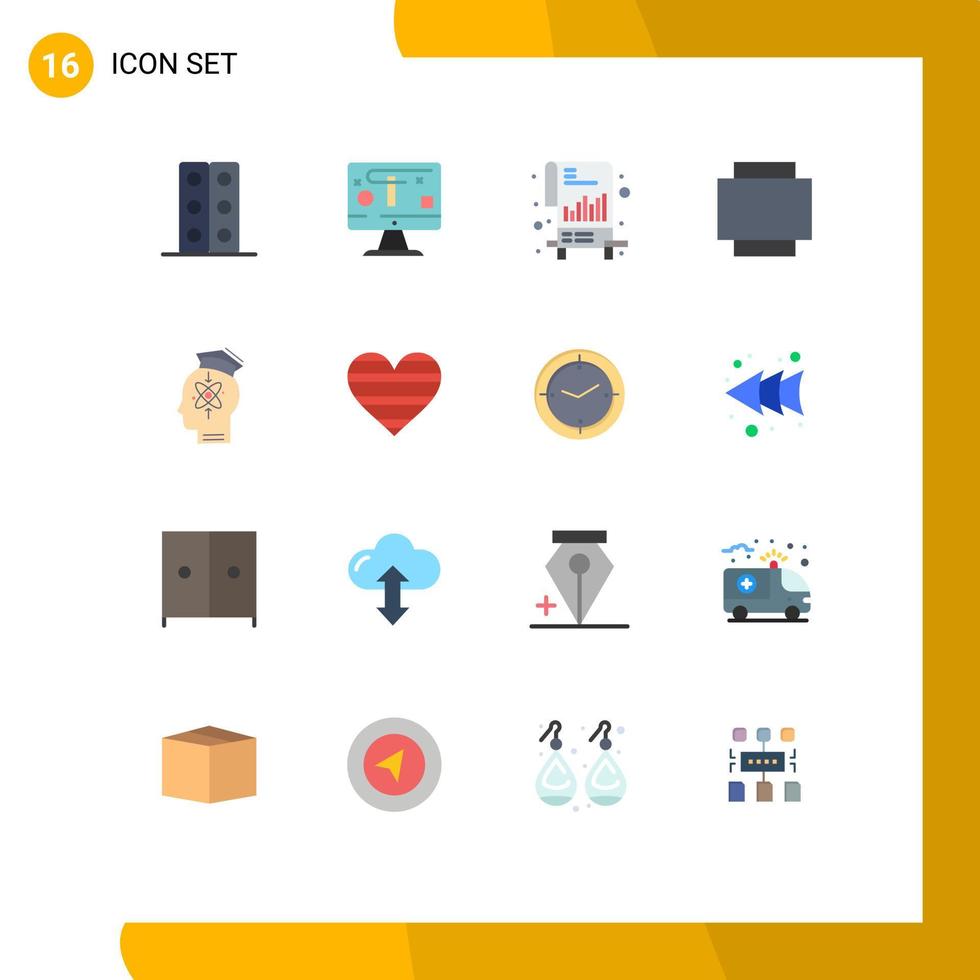 Set of 16 Modern UI Icons Symbols Signs for knowledge head chart capability layout Editable Pack of Creative Vector Design Elements