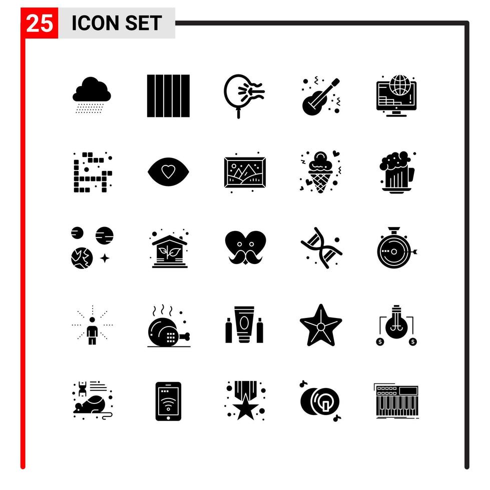 25 General Icons for website design print and mobile apps 25 Glyph Symbols Signs Isolated on White Background 25 Icon Pack Creative Black Icon vector background