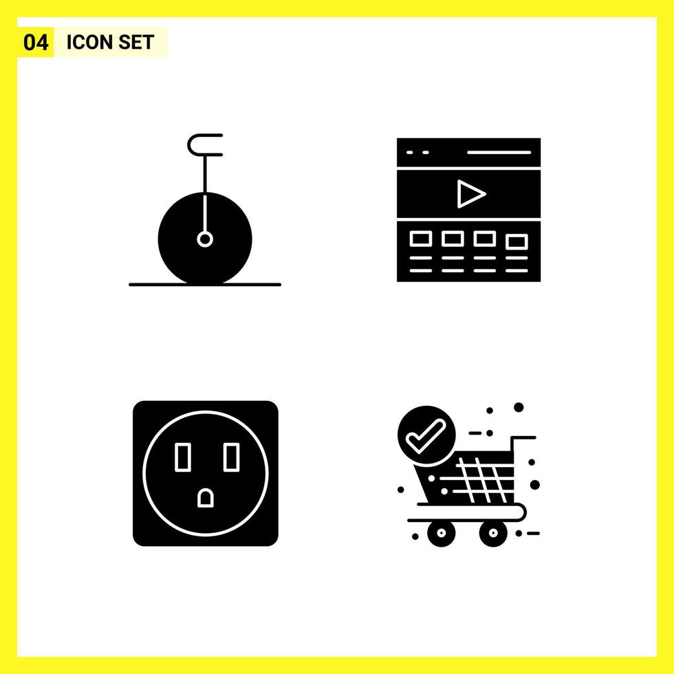 4 Icon Set Simple Solid Symbols Glyph Sign on White Background for Website Design Mobile Applications and Print Media Creative Black Icon vector background