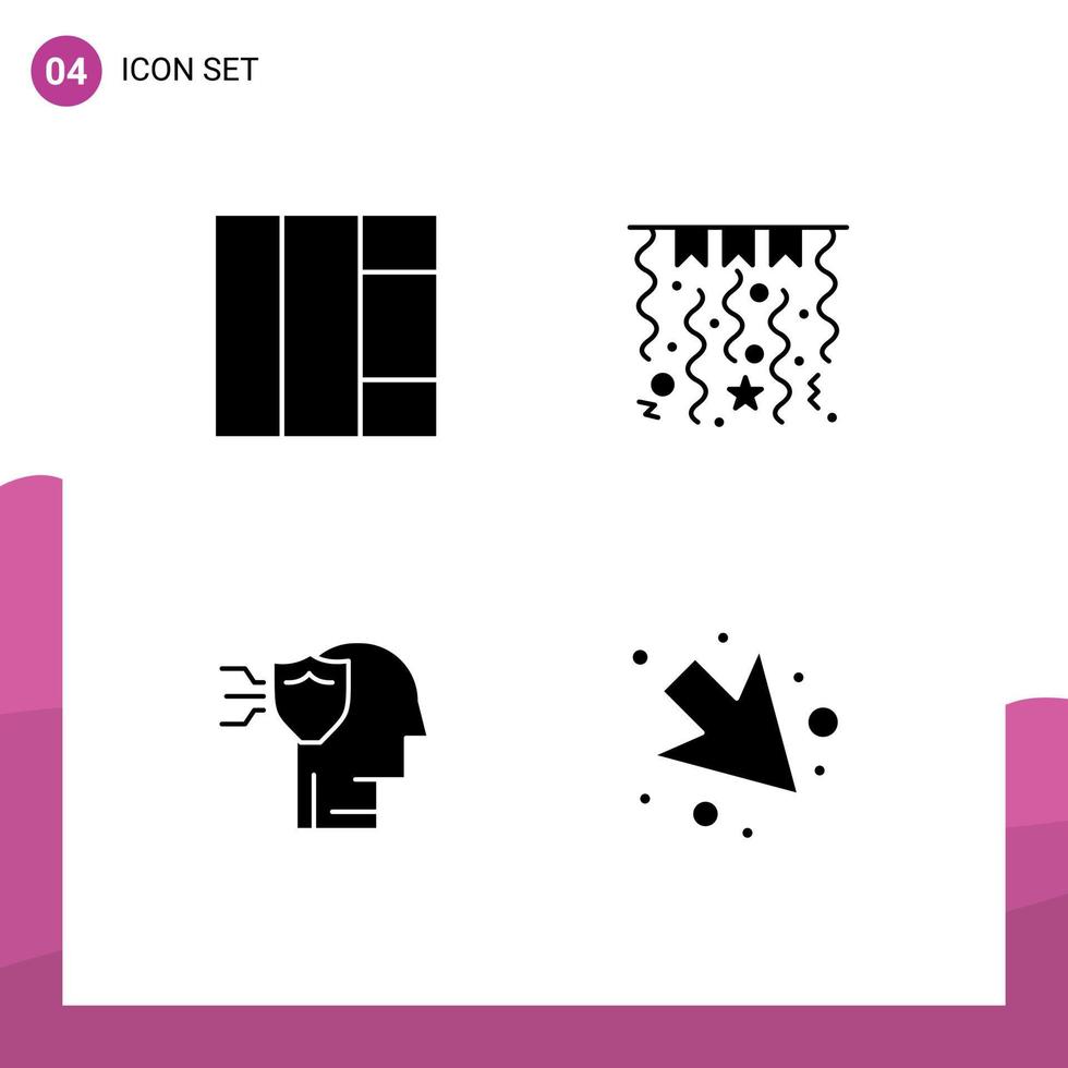 conjunto de 4 iconos de interfaz de usuario modernos símbolos signos para decoraciones de flecha de cuadrícula protección elementos de diseño vectorial editables a la derecha vector