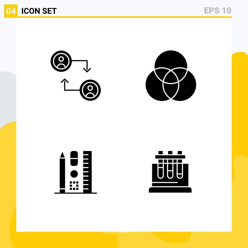 Solid Glyph Pack of 4 Universal Symbols of account online circles pen test Editable Vector Design Elements
