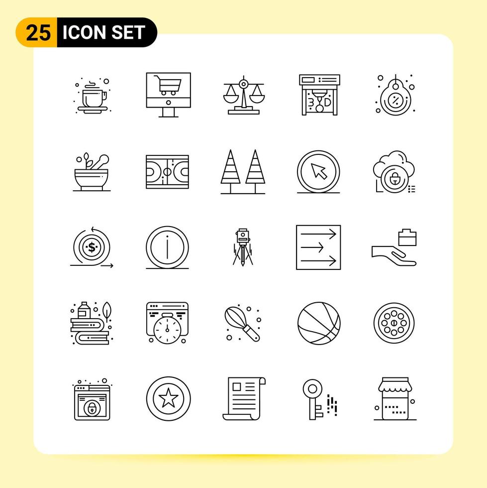 25 Creative Icons for Modern website design and responsive mobile apps 25 Outline Symbols Signs on White Background 25 Icon Pack Creative Black Icon vector background