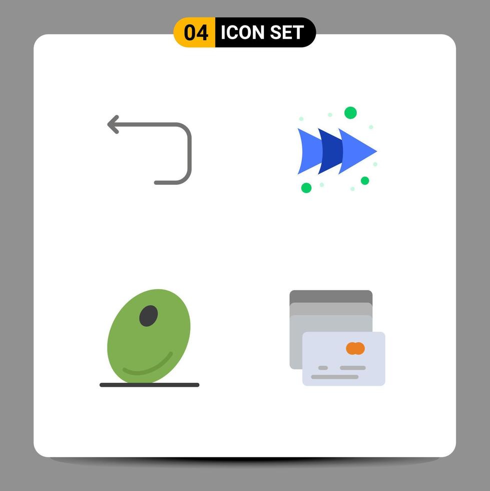 Pack of 4 creative Flat Icons of arrow vegetable back right money Editable Vector Design Elements