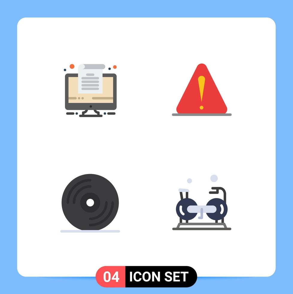 4 Universal Flat Icon Signs Symbols of computer music alert logistic exercise Editable Vector Design Elements