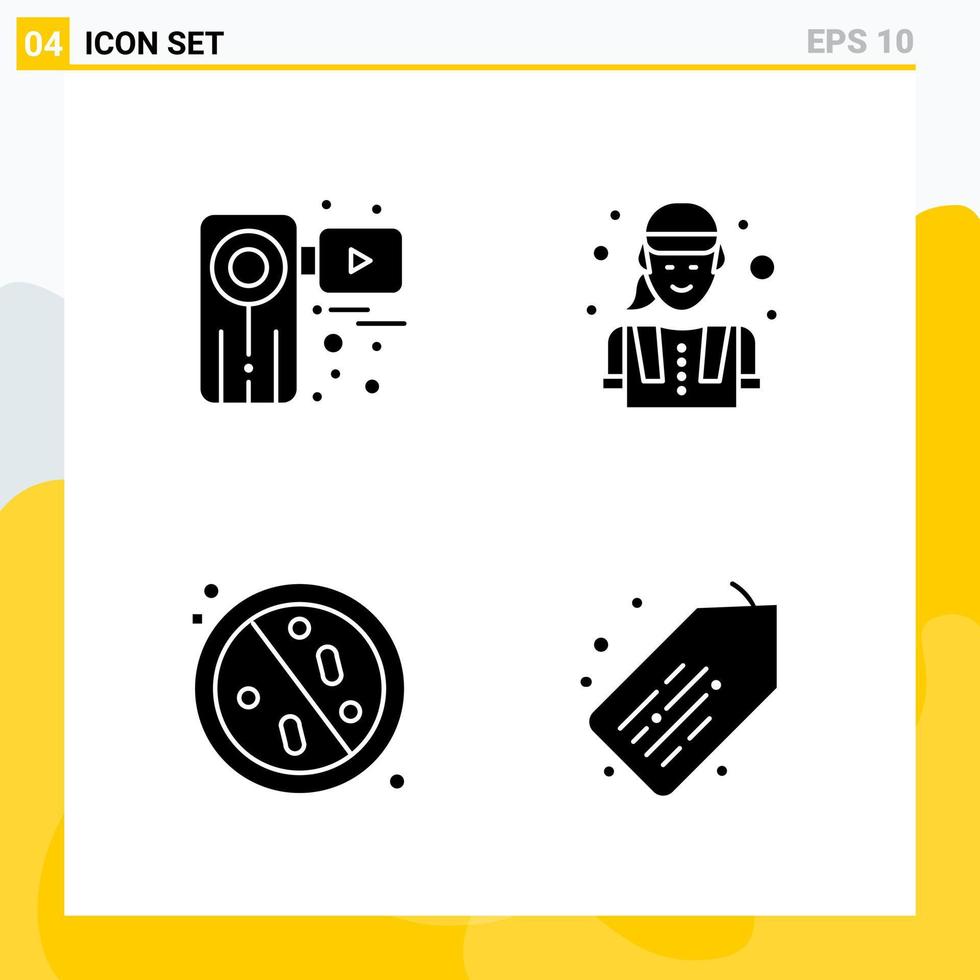 Collection of 4 Universal Solid Icons Icon Set for Web and Mobile Creative Black Icon vector background