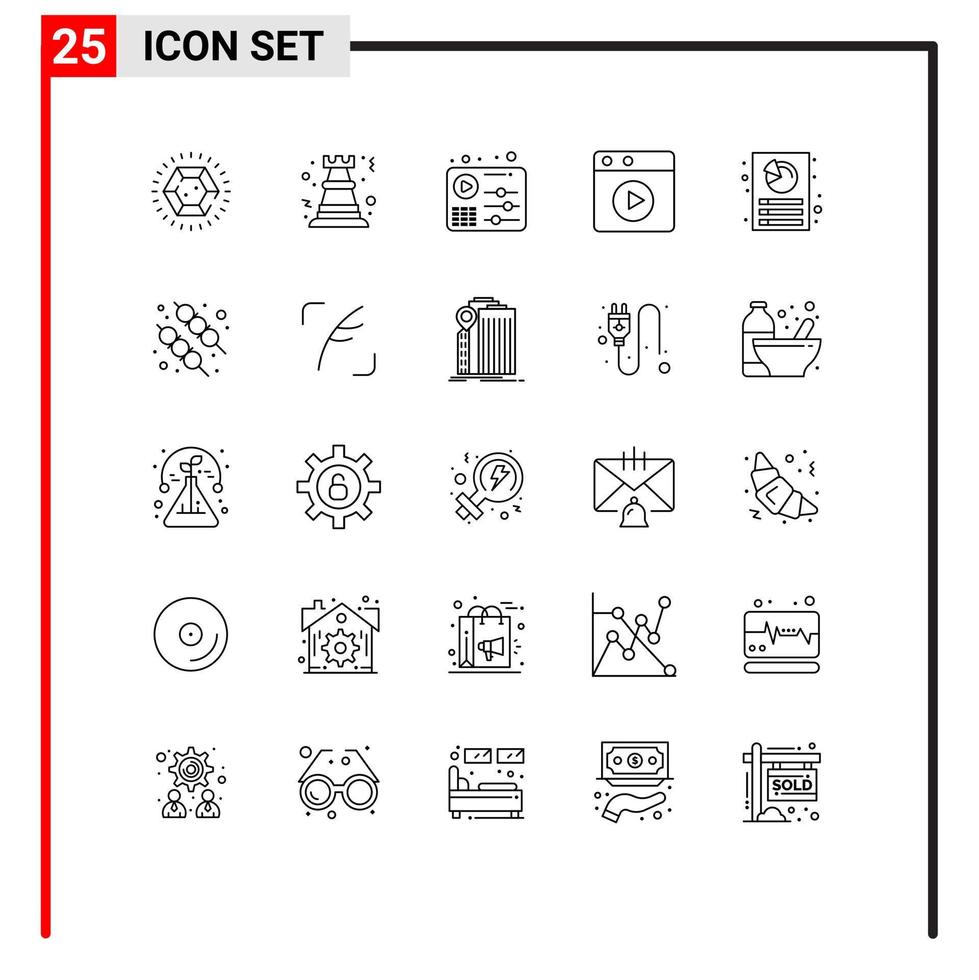 Set of 25 Modern UI Icons Symbols Signs for customization web strategy play play Editable Vector Design Elements