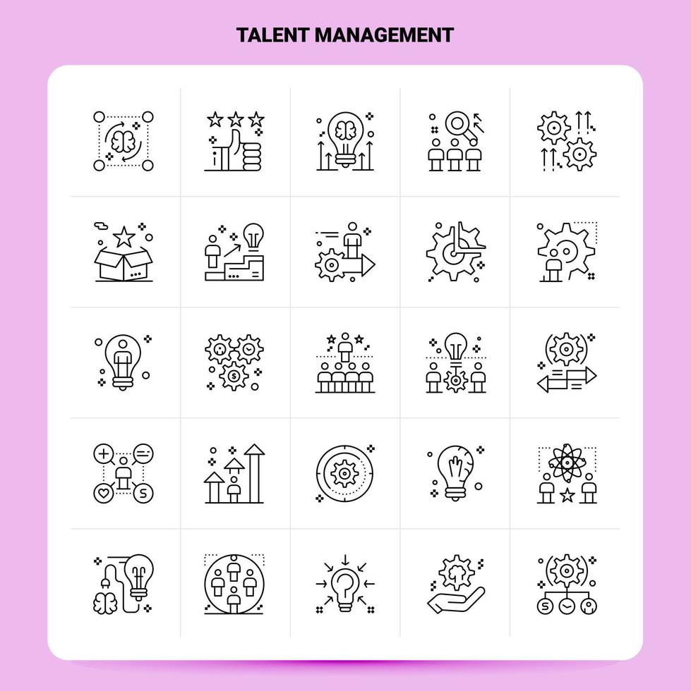 OutLine 25 Talent Management Icon set Vector Line Style Design Black Icons Set Linear pictogram pack Web and Mobile Business ideas design Vector Illustration