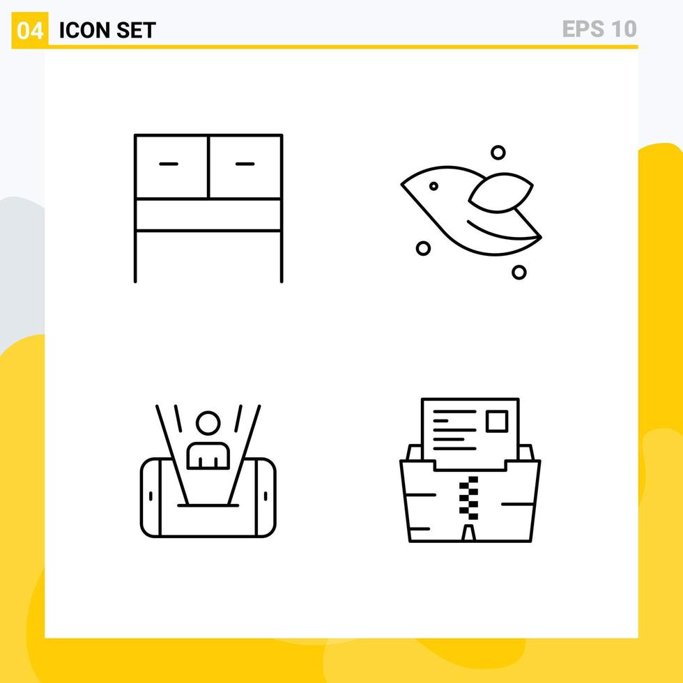 Modern Set of 4 Filledline Flat Colors and symbols such as desk man animal spring zip Editable Vector Design Elements