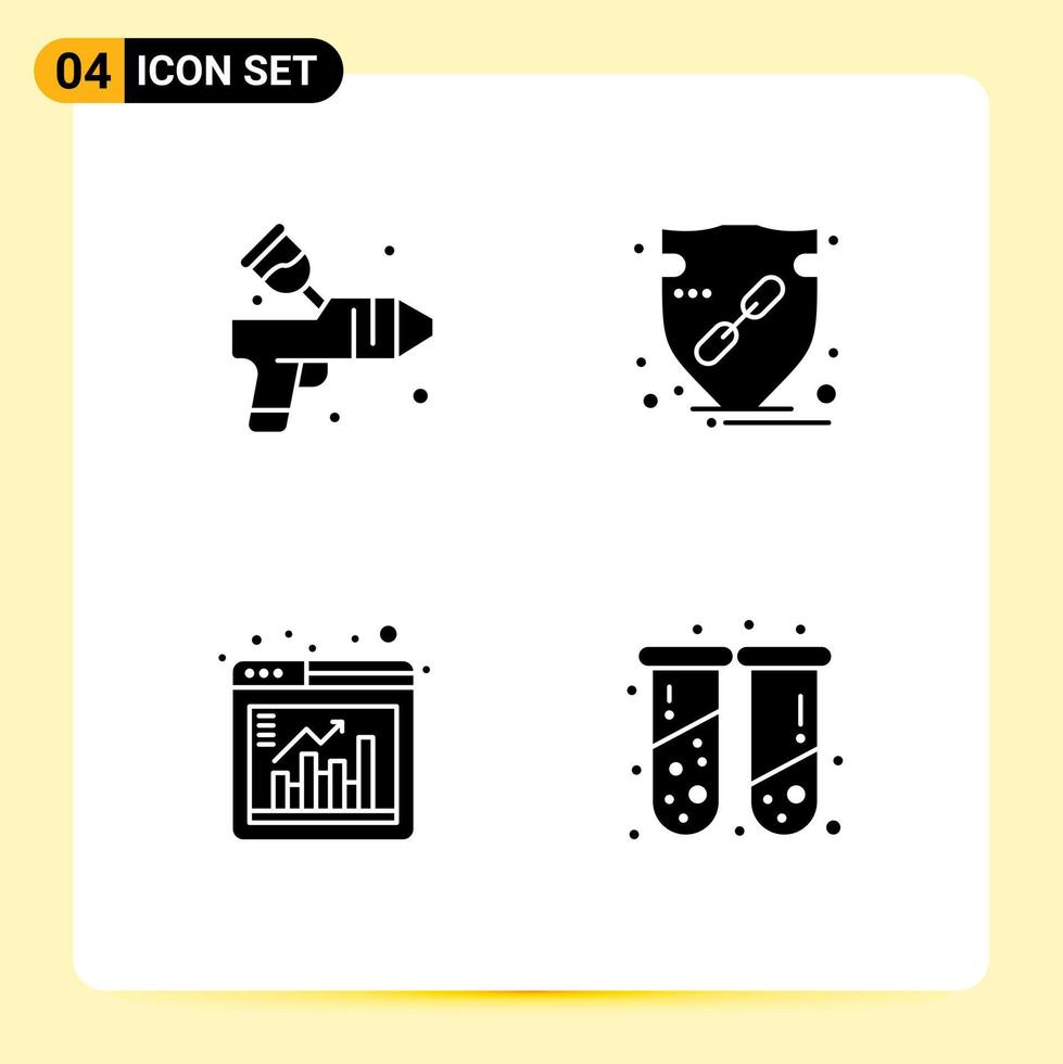 4 Universal Solid Glyphs Set for Web and Mobile Applications airbrush window arts arrow browser Editable Vector Design Elements